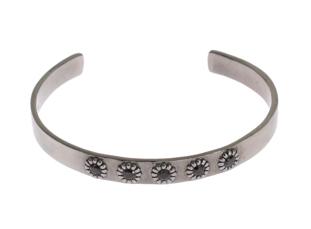 Bracelet jonc en argent 925 avec cristal noir