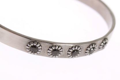 Bracelet jonc en argent 925 avec cristal noir