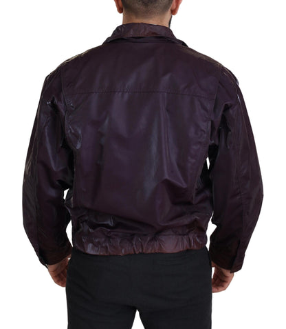 Lilafarbene Bikerjacke aus Nylon mit Kragen