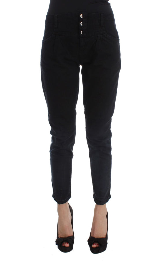 Jean court slim en coton noir