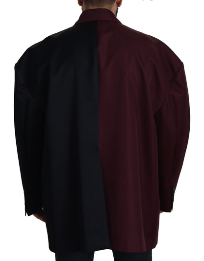 Zweireihige Jacke aus bordeauxrotem Polyester