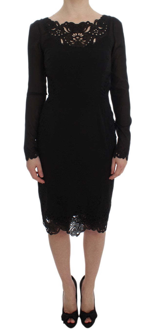 Robe fourreau extensible en soie noire