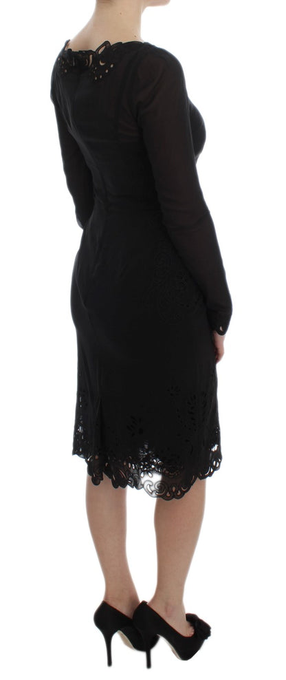 Robe fourreau extensible en soie noire