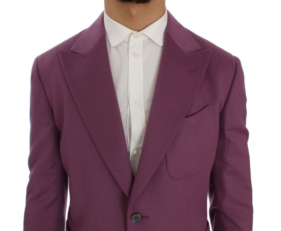 Veste blazer coupe slim en cachemire violet