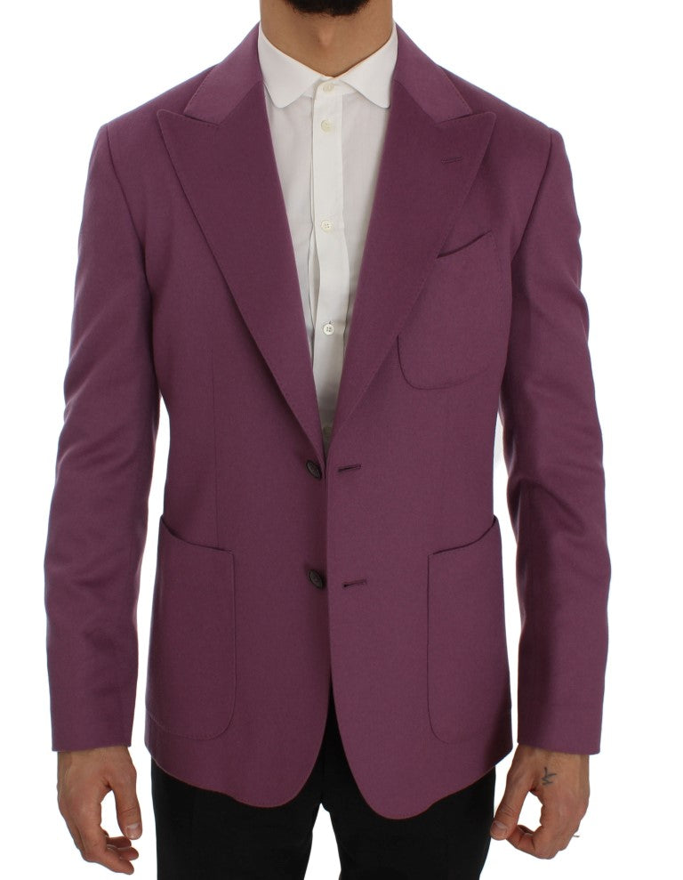 Veste blazer coupe slim en cachemire violet