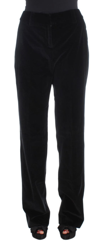 Pantalon droit en velours de coton noir