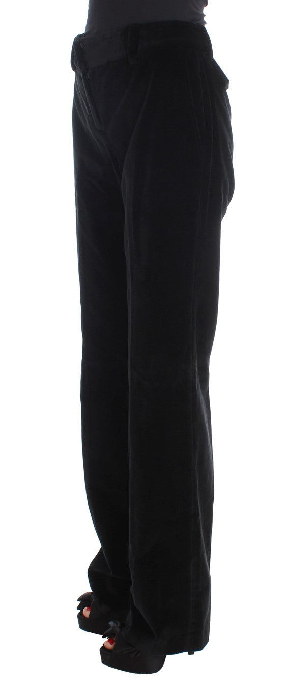 Pantalon droit en velours de coton noir