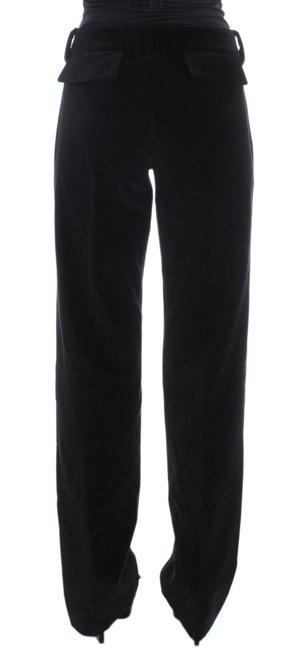 Pantalon droit en velours de coton noir