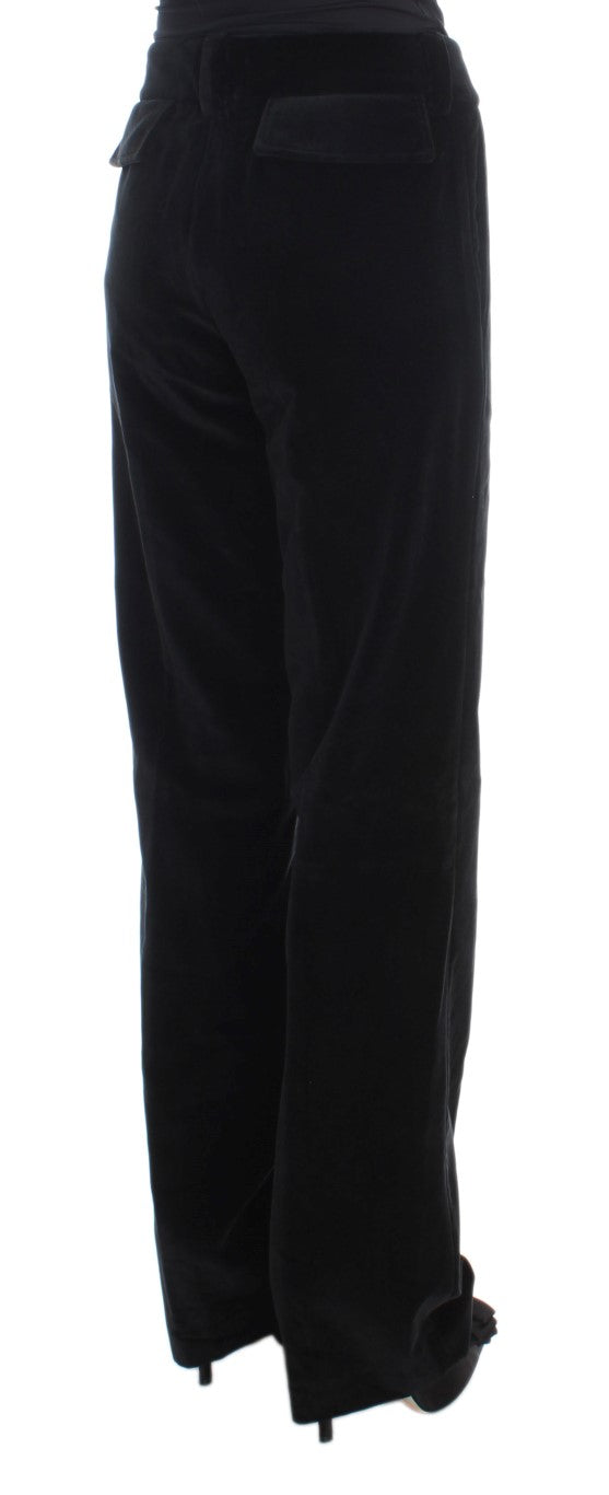 Pantalon droit en velours de coton noir