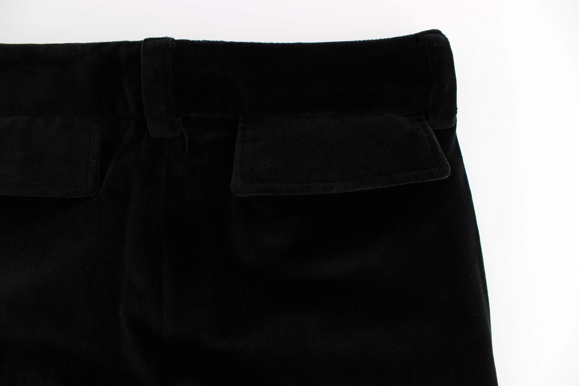 Pantalon droit en velours de coton noir