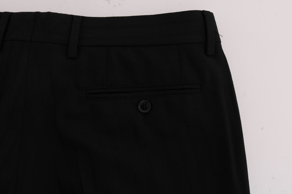 Pantaloni elasticizzati in lana a righe nere