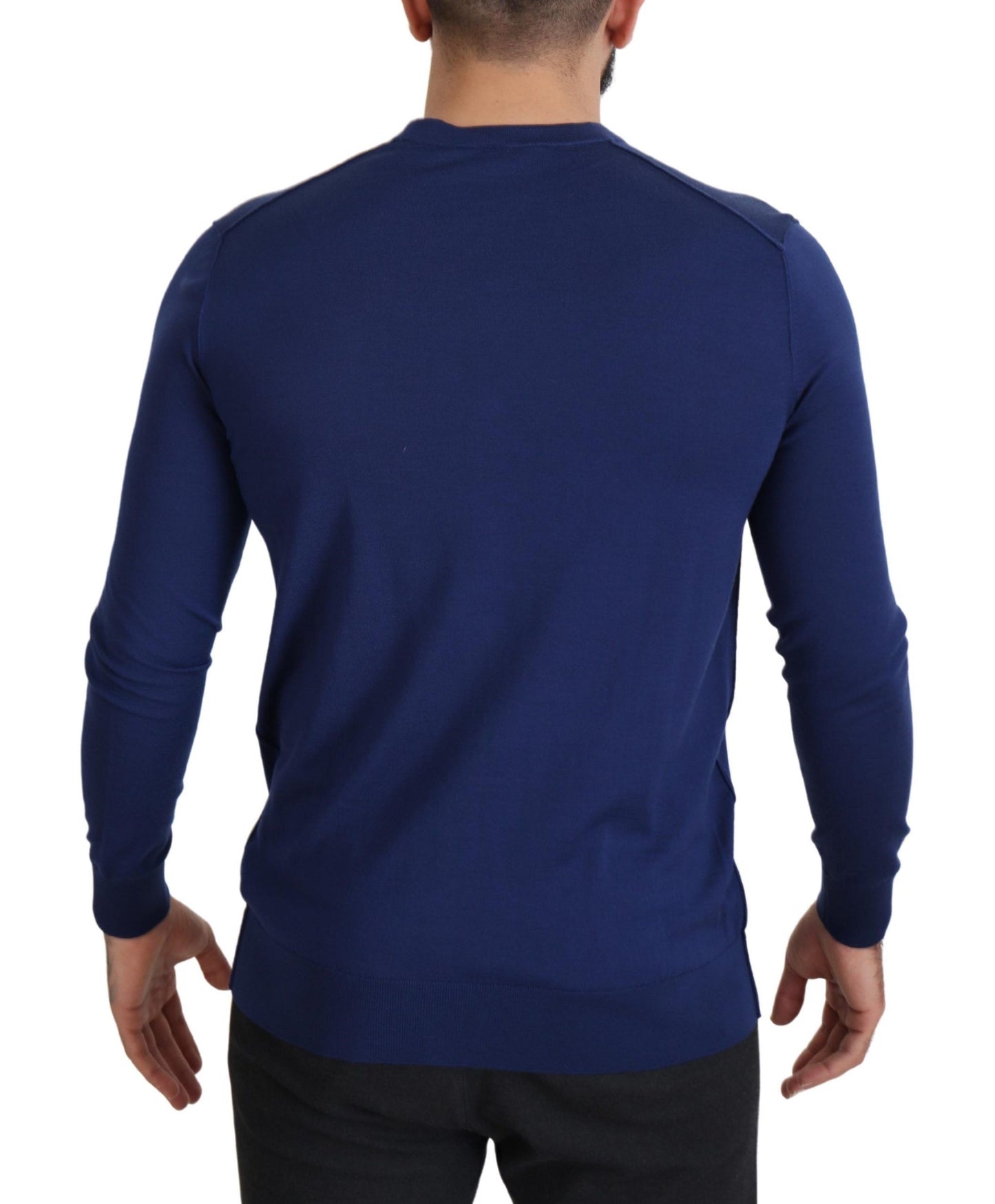 Maglione cardigan abbottonato con scollo a V in lana blu