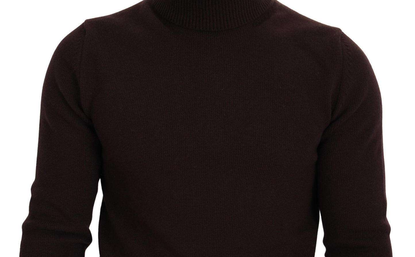 Maglione pullover a collo alto in lana marrone