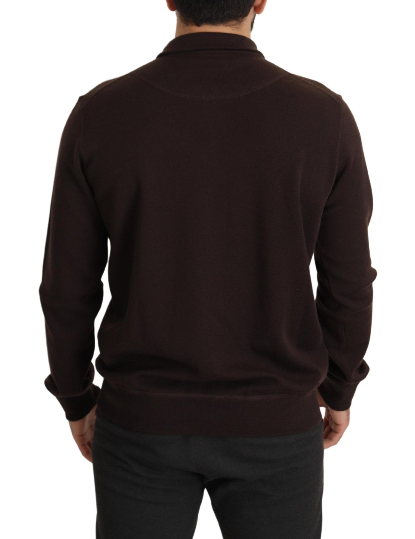 Maglione pullover con colletto in cashmere marrone