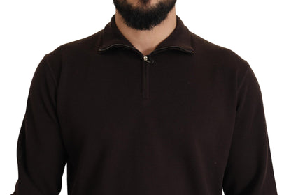 Maglione pullover con colletto in cashmere marrone