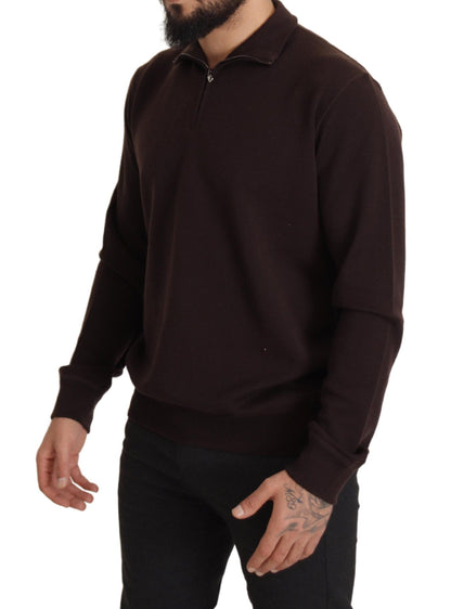 Maglione pullover con colletto in cashmere marrone