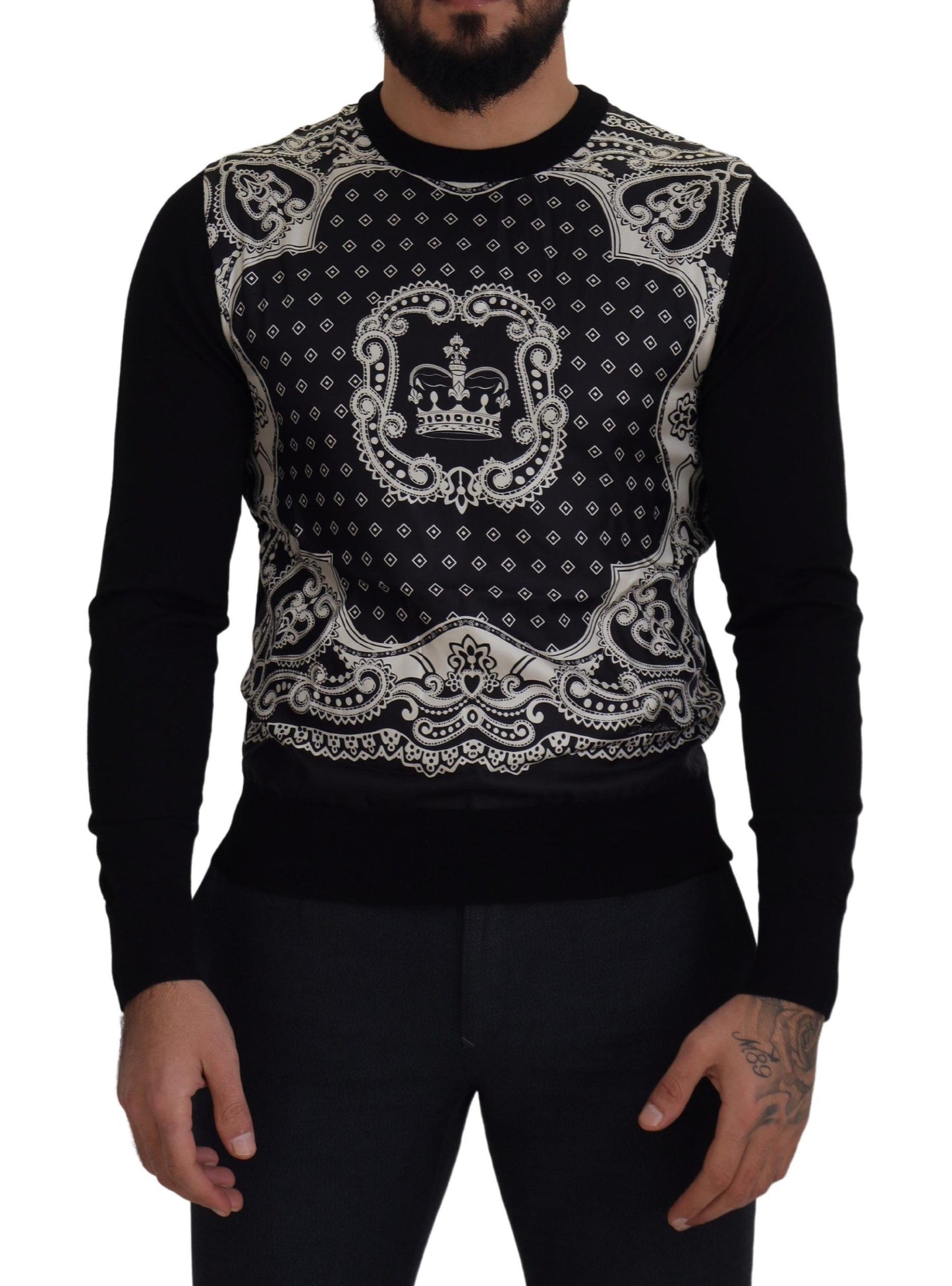 Maglione pullover girocollo Bandana nero