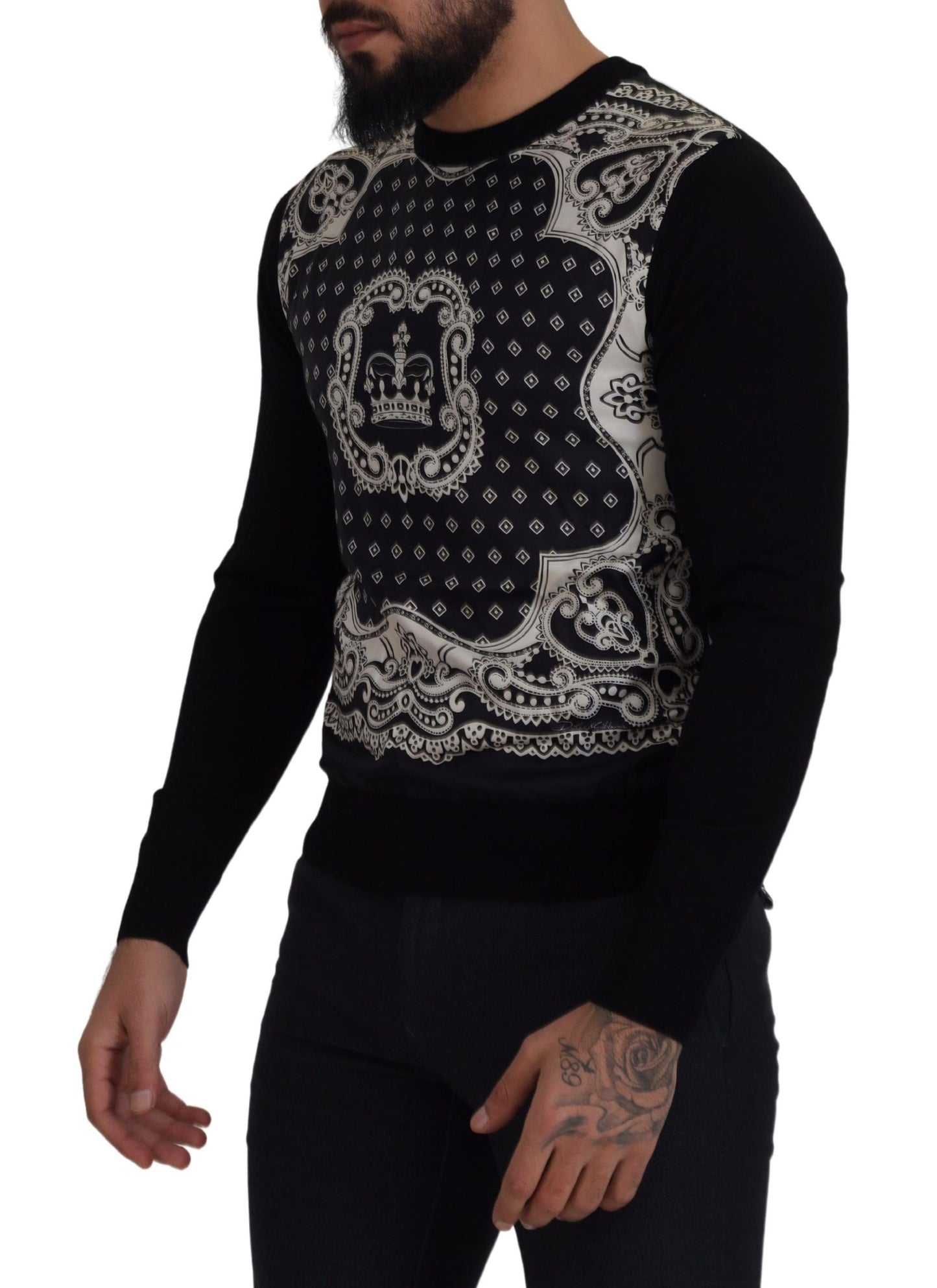 Maglione pullover girocollo Bandana nero