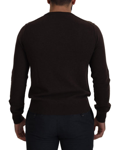 Maglione pullover girocollo in cashmere marrone