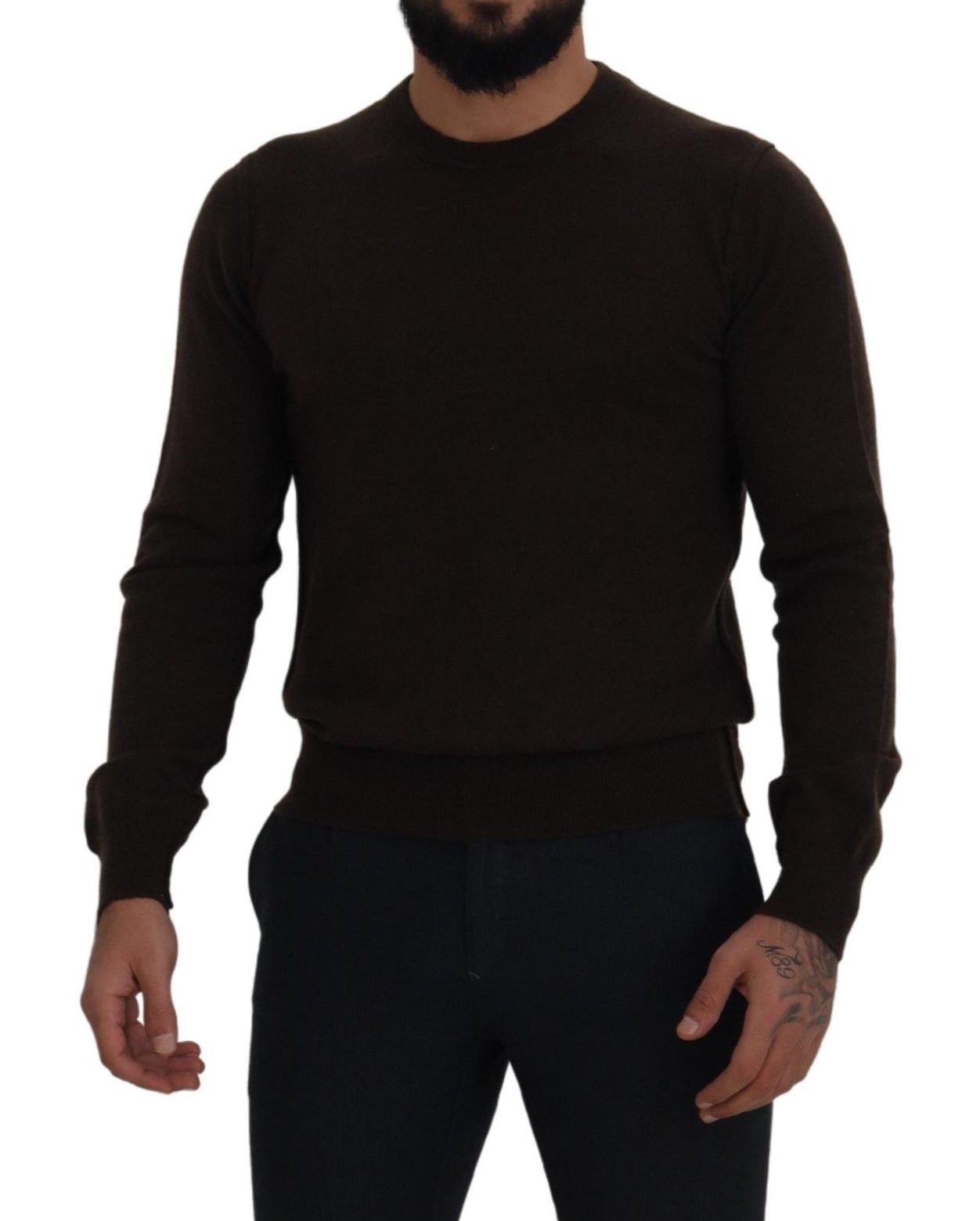 Brauner Pullover aus Kaschmir mit Rundhalsausschnitt