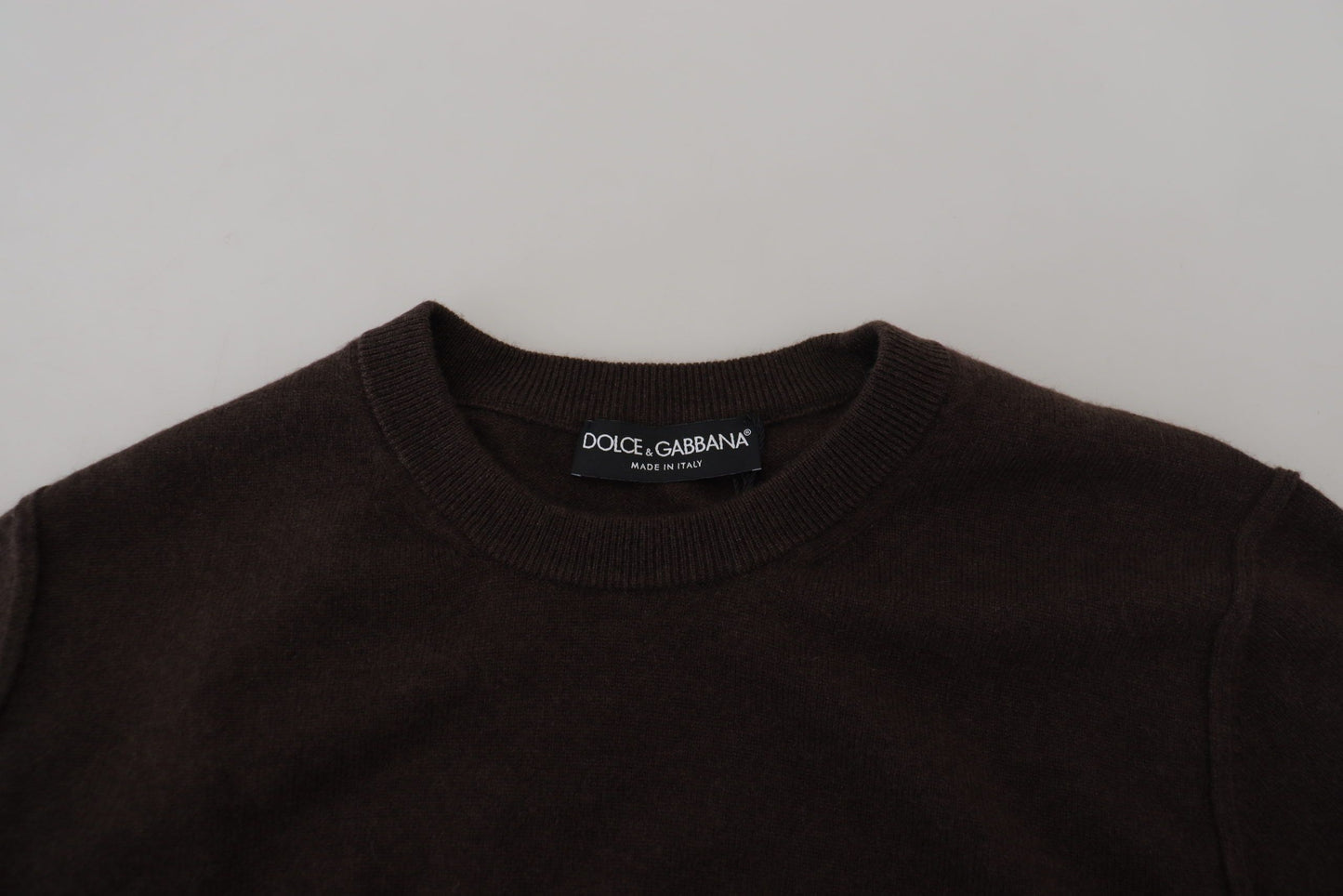 Maglione pullover girocollo in cashmere marrone