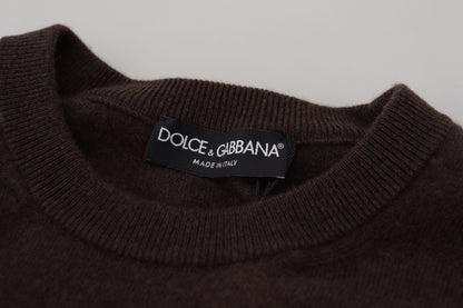 Maglione pullover girocollo in cashmere marrone