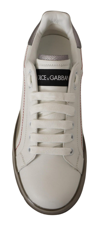 Weiße Lederschuhe Damen Logo Portofino Sneakers