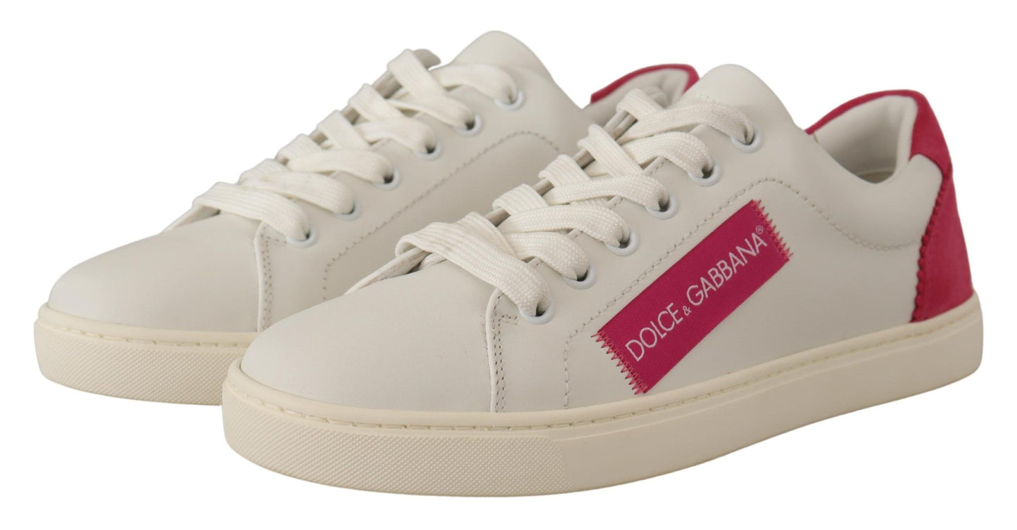 Scarpe da donna sneakers basse in pelle bianca rosa