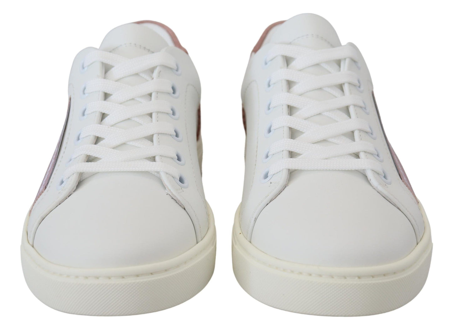 Weiße, rosa Leder-Low-Top-Sneaker-Schuhe