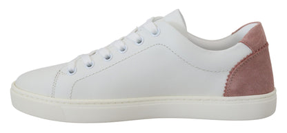 Weiße, rosa Leder-Low-Top-Sneaker-Schuhe