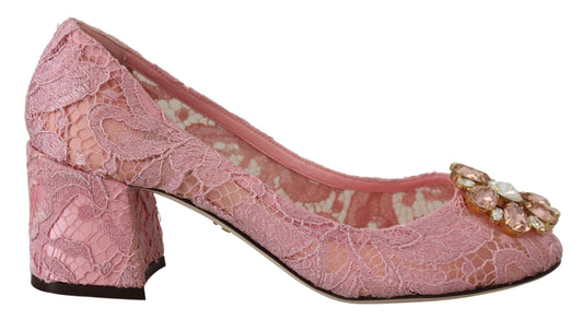 Rosa Taormina-Spitzen-Kristall-Pumps, Pastell-Schuhe