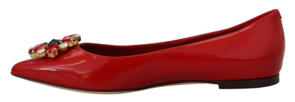 Rote Lederkristalle Loafers Flats Schuhe