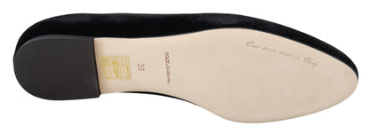 Mocassini slip on in velluto nero. Scarpe basse