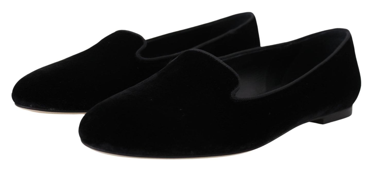 Mocassini slip on in velluto nero. Scarpe basse