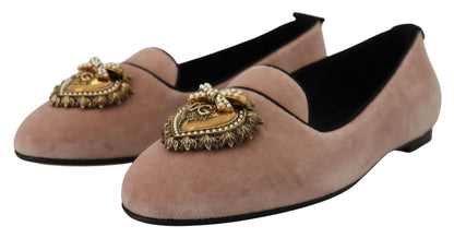 Rosa Samt-Slip-Ons-Loafers-Flats-Schuhe