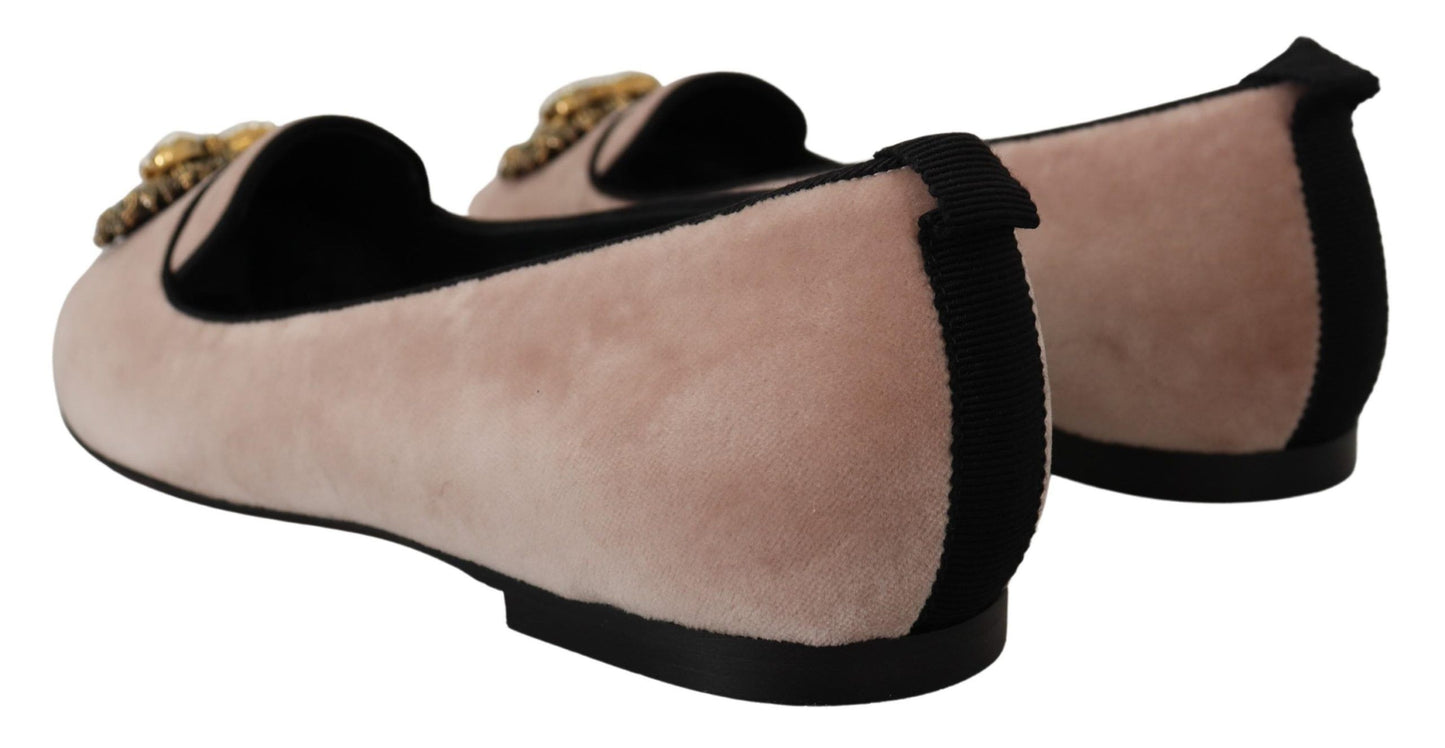 Rosa Samt-Slip-Ons-Loafers-Flats-Schuhe