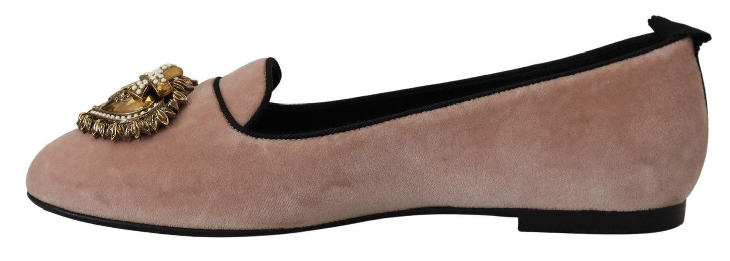 Mocassini slip on in velluto rosa. Scarpe basse