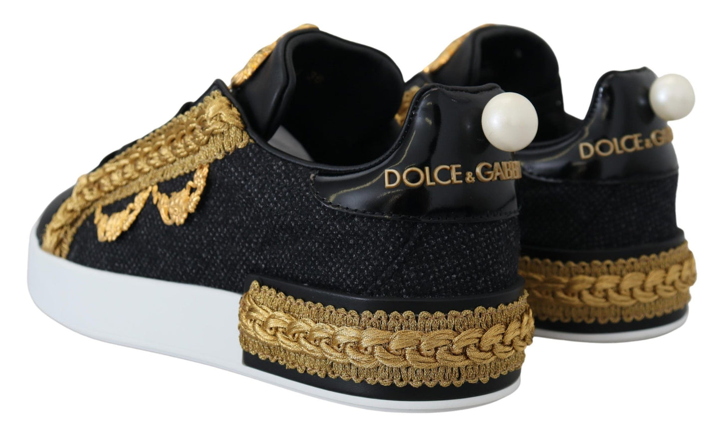 Scarpe sneakers in pelle Portofino barocca oro nero