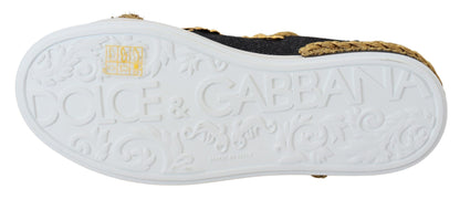 Scarpe sneakers in pelle Portofino barocca oro nero