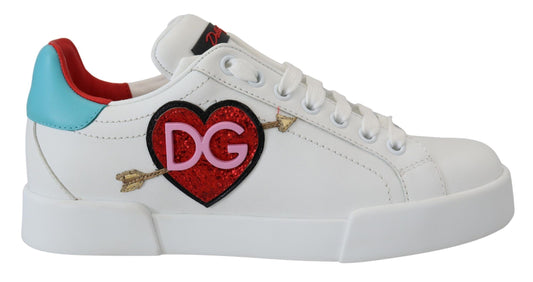 Sneaker in Pelle Bianca Scarpe Portofino Logo Cuore