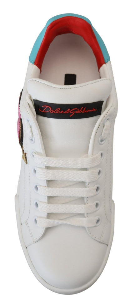 Sneaker in Pelle Bianca Scarpe Portofino Logo Cuore