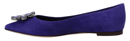 Lila Wildleder-Kristall-Loafer-Flats-Schuhe