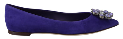 Lila Wildleder-Kristall-Loafer-Flats-Schuhe