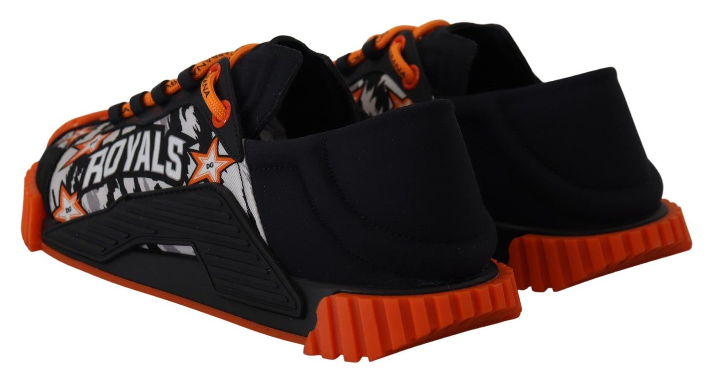 Schwarz-orangefarbene Stoff-Schnürsneaker NS1-Schuhe