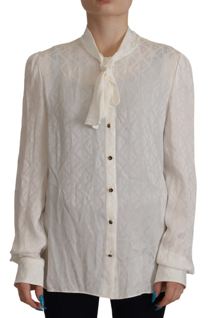 Elegant Silk Ascot Collar Blouse