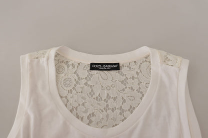 Elegant White Embellished Sleeveless Tee