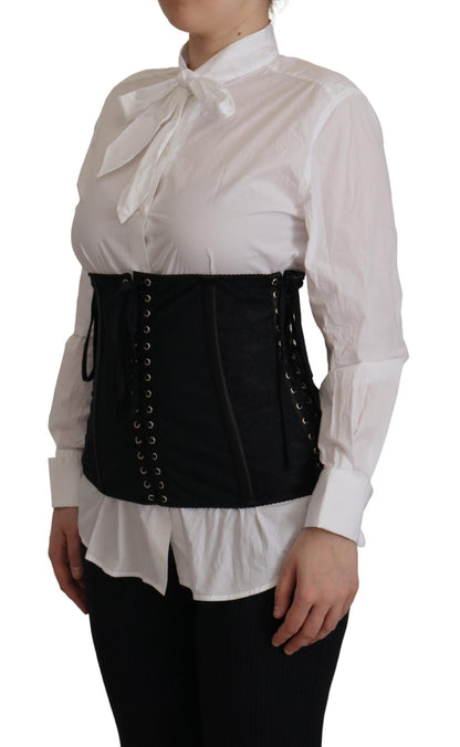 Elegant Black Corset Waist Strap Top