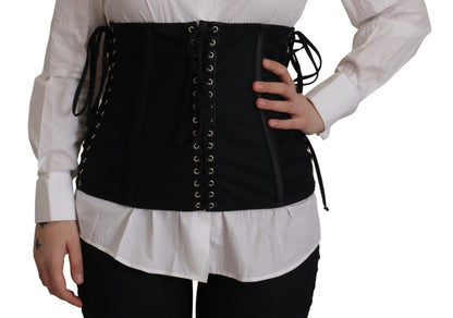 Elegant Black Corset Waist Strap Top