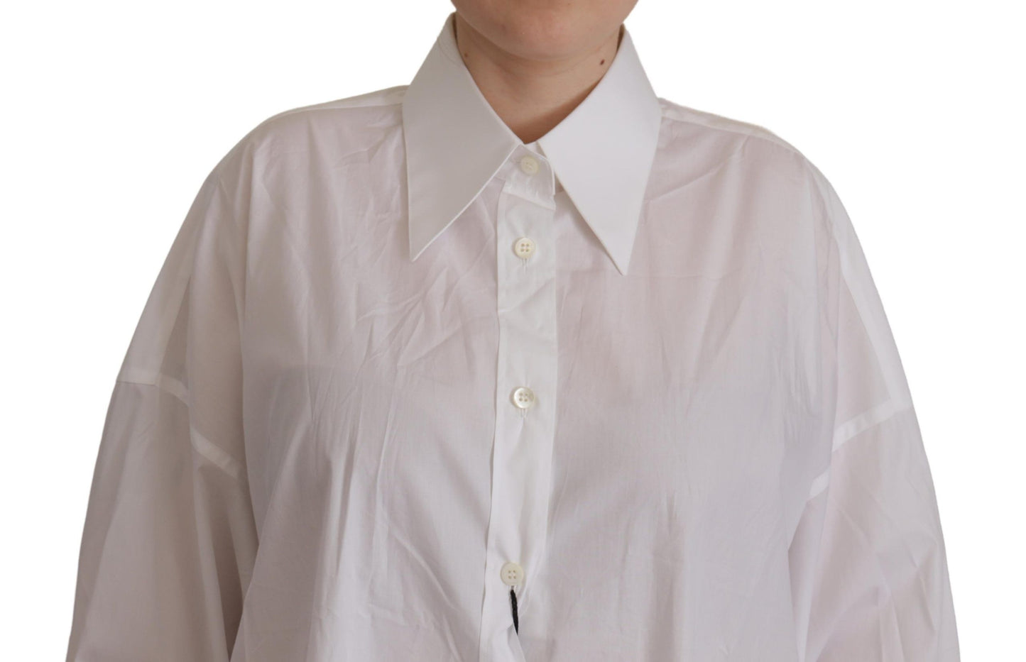 Camicia camicetta con colletto a maniche lunghe in tessuto bianco