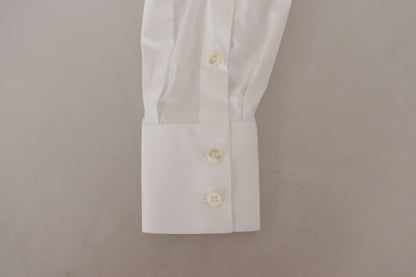 Camicia camicetta con colletto a maniche lunghe in tessuto bianco